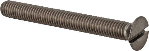 Value Collection - M5x0.80 Metric Coarse, 45mm OAL Slotted Drive Machine Screw - Flat Head, Grade 18-8 & A2 Stainless Steel, Uncoated, Without Washer - Americas Industrial Supply