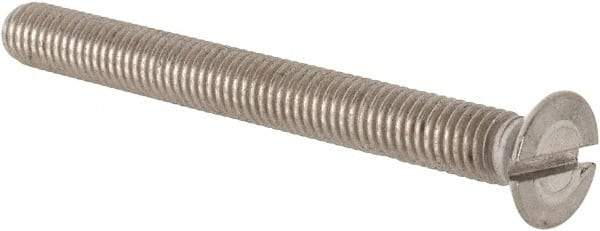 Value Collection - M5x0.80 Metric Coarse, 50mm OAL Slotted Drive Machine Screw - Flat Head, Grade 18-8 & A2 Stainless Steel, Uncoated, Without Washer - Americas Industrial Supply