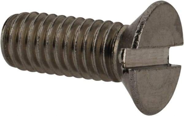 Value Collection - M6x1.00 Metric Coarse, 16mm OAL Slotted Drive Machine Screw - Flat Head, Grade 18-8 & A2 Stainless Steel, Uncoated, Without Washer - Americas Industrial Supply