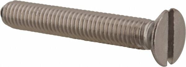 Value Collection - M6x1.00 Metric Coarse, 40mm OAL Slotted Drive Machine Screw - Flat Head, Grade 18-8 & A2 Stainless Steel, Uncoated, Without Washer - Americas Industrial Supply