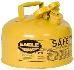 Eagle - 2 Gal Galvanized Steel Type I Safety Can - 9-1/2" High x 11-1/4" Diam, Yellow - Americas Industrial Supply