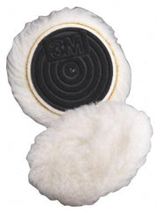 3M - 5-1/4" Diam Wool Bonnet Pad - 15/16" Pile, Hook & Loop Attachment - Americas Industrial Supply