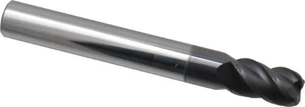 Accupro - 1/4", 4 Flute, Single End, Solid Carbide, 0.045" Corner Radius End Mill - 2" OAL, 40° Helix, Right Hand Flute, 3/8" LOC, Right Hand Cut - Americas Industrial Supply