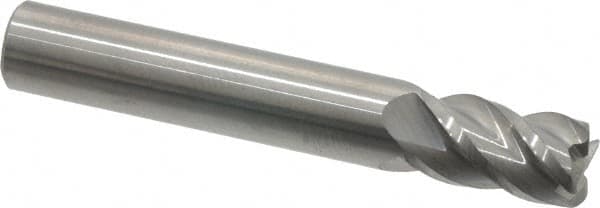 Accupro - 5/16", 4 Flute, Single End, Solid Carbide, 0.03" Corner Radius End Mill - 2" OAL, 40° Helix, Right Hand Flute, 1/2" LOC, Right Hand Cut - Americas Industrial Supply