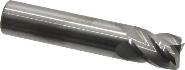 Accupro - 1/2", 4 Flute, Single End, Solid Carbide, 0.015" Corner Radius End Mill - 2-1/2" OAL, 40° Helix, Right Hand Flute, 5/8" LOC, Right Hand Cut - Americas Industrial Supply