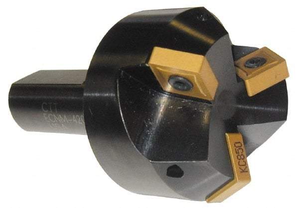 Cutting Tool Technologies - 15° Lead Angle, 1-1/2" Max Cut Diam, 1-1/2" Min Cut Diam, 0.45" Max Depth of Cut, Indexable Chamfer and Angle End Mill - 3 Inserts, CNMG 432 Insert Style, 3-1/2" Overall Length, Straight Shank, 15° Included Angle - Americas Industrial Supply