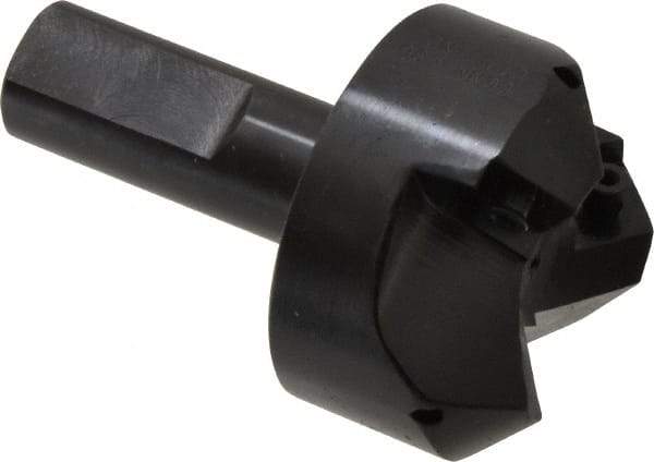 Cutting Tool Technologies - 45° Lead Angle, 1-1/2" Max Cut Diam, 1-1/2" Min Cut Diam, 0.32" Max Depth of Cut, Indexable Chamfer and Angle End Mill - 3 Inserts, CNMG 432 Insert Style, 3-1/4" Overall Length, Straight Shank, 45° Included Angle - Americas Industrial Supply