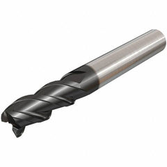 Iscar - 12mm, 25mm LOC, 12mm Shank Diam, 83mm OAL, 3 Flute, Solid Carbide Square End Mill - Single End, TiAlN Finish, Spiral Flute, 45° Helix, Centercutting, Right Hand Cut, Right Hand Flute - Americas Industrial Supply