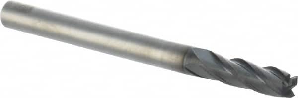 Iscar - 1/8", 3/8" LOC, 1/8" Shank Diam, 1-1/2" OAL, 4 Flute, Solid Carbide Square End Mill - Single End, TiAlN Finish, Spiral Flute, 30° Helix, Centercutting, Right Hand Cut, Right Hand Flute - Americas Industrial Supply