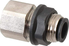Legris - 10mm Outside Diam, 3/8 BSPP, Brass Push-to-Connect Tube Female Bulkhead - 290 Max psi - Americas Industrial Supply