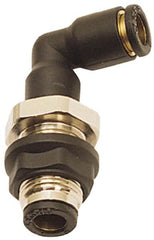Legris - 10mm OD, Tube to Tube, Nylon/Nickel Plated Brass Push-to-Connect Bulkhead Union Elbow - 290 Max psi - Americas Industrial Supply