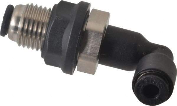 Legris - 1/8" OD, Tube to Tube, Nylon/Nickel Plated Brass Push-to-Connect Bulkhead Union Elbow - 290 Max psi - Americas Industrial Supply