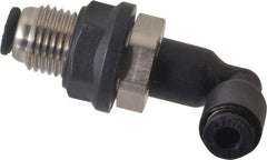 Legris - 1/8" OD, Tube to Tube, Nylon/Nickel Plated Brass Push-to-Connect Bulkhead Union Elbow - 290 Max psi - Americas Industrial Supply