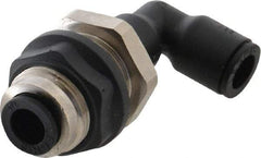 Legris - 1/4" OD, Tube to Tube, Nylon/Nickel Plated Brass Push-to-Connect Bulkhead Union Elbow - 290 Max psi - Americas Industrial Supply
