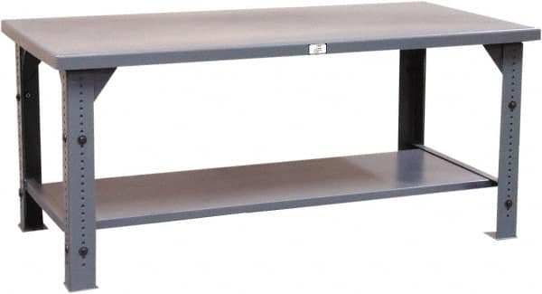 Strong Hold - 72 Wide x 36" Deep x 30" High, UHMW Work Table - Flat Top, Angle Legs, Dark Gray - Americas Industrial Supply