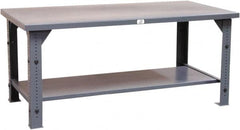 Strong Hold - 60 Wide x 36" Deep x 30" High, Stainless Steel Work Table - Flat Top, Angle Legs, Dark Gray - Americas Industrial Supply