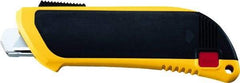 Olfa - Retractable Utility Knife - 2" Blade, Yellow & Black Plastic/Stainless Steel Handle, 1 Blade Included - Americas Industrial Supply