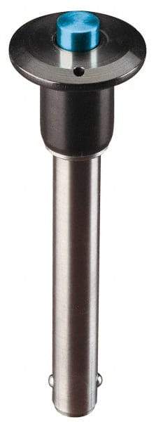 Jergens - 1" Diam, 3" Usable Length, Button Handle, Push Button Quick Release Pin - 6" Overall Length, Grade 17-4 Stainless Steel, Passivated Finish - Americas Industrial Supply
