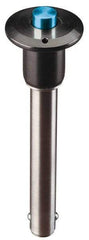 Jergens - 1/4" Diam, 3" Usable Length, Button Handle, Push Button Quick Release Pin - 4-1/4" Overall Length, Grade 17-4 Stainless Steel, Passivated Finish - Americas Industrial Supply