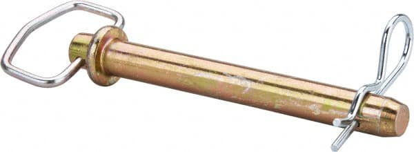 Made in USA - 7/8" Pin Diam, 7-1/2" Long, Zinc Plated Steel Pull Ring Hitch Pin - 6-1/2" Usable Length - Americas Industrial Supply