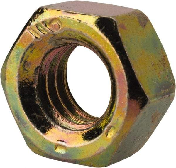 Value Collection - 5/16-18 UNC Steel Right Hand Hex Nut - 1/2" Across Flats, 17/64" High, Zinc Yellow Dichromate Finish - Americas Industrial Supply