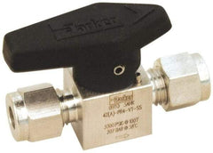 Parker - 1/8" Pipe, 3,000 psi WOG Rating, 316 Stainless Steel, Inline, One Way Instrumentation Plug Valve - Wedge Handle, Viton Seal - Americas Industrial Supply