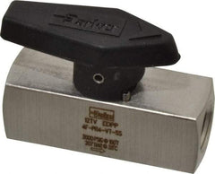 Parker - 1/4" Pipe, 3,000 psi WOG Rating, 316 Stainless Steel, Inline, One Way Instrumentation Plug Valve - Wedge Handle, FNPT x FNPT End Connections, Viton Seal - Americas Industrial Supply