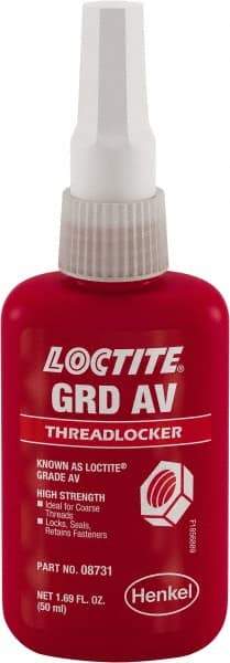 Loctite - 50 mL, Red, High Strength Liquid Threadlocker - 24 hr Full Cure Time - Americas Industrial Supply