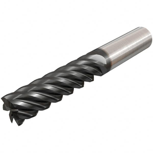 Iscar - 1/2", 2" LOC, 1/2" Shank Diam, 4-1/4" OAL, 6 Flute, Solid Carbide Square End Mill - Single End, TiAlN Finish, Spiral Flute, 45° Helix, Right Hand Cut, Right Hand Flute - Americas Industrial Supply
