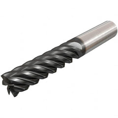 Iscar - 1/2", 2" LOC, 1/2" Shank Diam, 4-1/4" OAL, 6 Flute, Solid Carbide Square End Mill - Single End, TiAlN Finish, Spiral Flute, 45° Helix, Right Hand Cut, Right Hand Flute - Americas Industrial Supply