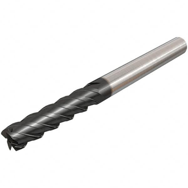 Iscar - 12mm, 48mm LOC, 12mm Shank Diam, 100mm OAL, 4 Flute, Solid Carbide Square End Mill - Single End, TiAlN Finish, Spiral Flute, 45° Helix, Centercutting, Right Hand Cut, Right Hand Flute - Americas Industrial Supply