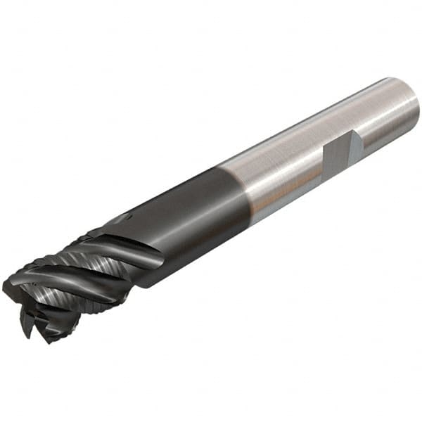 Iscar - 16mm Diam, Coarse Pitch, 16mm LOC, 5 Flute Solid Carbide 45° Corner Chamfer Roughing End Mill - TiAlN Finish, 92mm OAL, 16mm Shank Diam, Single End, Centercutting, 45° Helix - Americas Industrial Supply