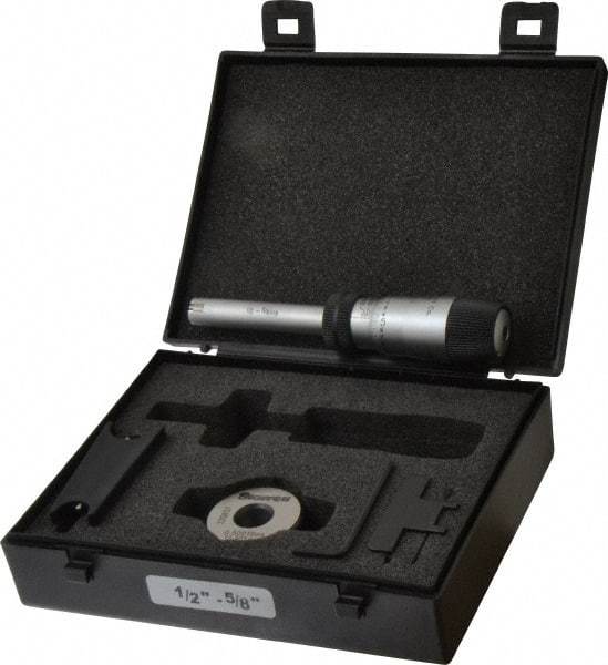 Starrett - 1/2" to 5/8", 2-7/16" Gage Depth, Mechanical Inside Hole Micrometer - 0.0003" Graduation, 0.00015" Accuracy, Ratchet Stop Thimble - Americas Industrial Supply