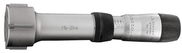 Starrett - 200 to 225mm, 118mm Gage Depth, Mechanical Inside Micrometer - 0.005mm Graduation, 0.008mm Accuracy, Ratchet Stop Thimble - Americas Industrial Supply