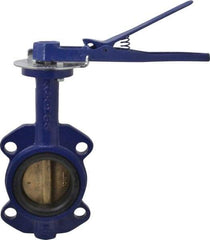 NIBCO - 3" Pipe, Wafer Butterfly Valve - Lever Handle, Cast Iron Body, EPDM Seat, 200 WOG, Aluminum Bronze Disc, Stainless Steel Stem - Americas Industrial Supply