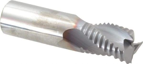 Niagara Cutter - 3/4" Diam, Coarse Pitch, 1" LOC, 3 Flute Solid Carbide Corner Chamfer Roughing End Mill - TiCN Finish, 3" OAL, 3/4" Shank Diam, Single End, Centercutting, 30° Helix - Americas Industrial Supply