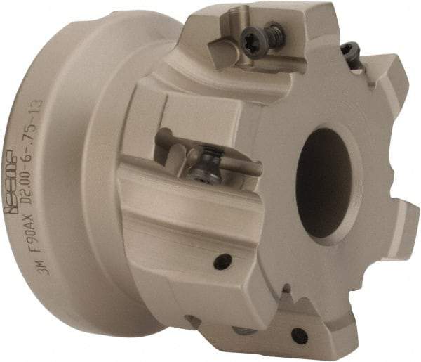 Iscar - 6 Inserts, 2" Cut Diam, 3/4" Arbor Diam, 1/2" Max Depth of Cut, Indexable Square-Shoulder Face Mill - 0/90° Lead Angle, 1.57" High, 3M AXKT 1304 Insert Compatibility, Series Mill2000 - Americas Industrial Supply