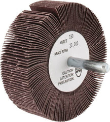 Merit Abrasives - 3" Diam x 1" Face Width, Very Fine Aluminum Oxide Coated Mounted Flap Wheel - 1/4" Shank Mount, 180 Grit, 30,000 Max RPM - Americas Industrial Supply