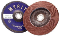 Merit Abrasives - 40 Grit, 7" Disc Diam, 7/8" Center Hole, Type 29 Ceramic Flap Disc - 8,600 Max RPM, Coated - Americas Industrial Supply