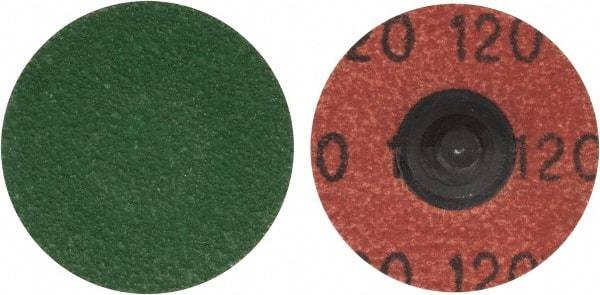 Merit Abrasives - 1-1/2" Disc Diam, 120 Grit, Zirconia Alumina Quick Change Disc - Type R Attaching System, Coated, Blue, Fine Grade, 30,000 RPM, R801 Series - Americas Industrial Supply