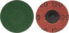Merit Abrasives - 1-1/2" Disc Diam, 120 Grit, Zirconia Alumina Quick Change Disc - Type R Attaching System, Coated, Blue, Fine Grade, 30,000 RPM, R801 Series - Americas Industrial Supply