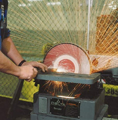 Merit Abrasives - 10" Diam, 50 Grit Aluminum Oxide Adhesive PSA Disc - Coarse Grade, Black, Cloth Backing, Flexible, Use with Stationary Disc Sanders - Americas Industrial Supply