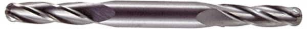 Hertel - 1/2" Diam, 1" LOC, 4 Flute Solid Carbide Ball End Mill - Uncoated, Double End, 4" OAL, 1/2" Shank Diam, Spiral Flute - Americas Industrial Supply