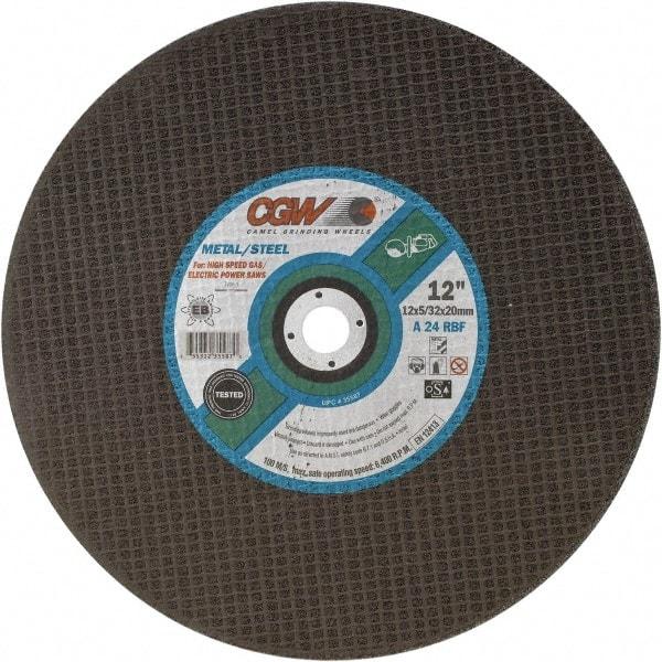 Camel Grinding Wheels - 16" 24 Grit Aluminum Oxide Cutoff Wheel - 5/32" Thick, 20mm Arbor, 4,800 Max RPM - Americas Industrial Supply