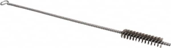 Schaefer Brush - 3" Long x 5/8" Diam Stainless Steel Long Handle Wire Tube Brush - Single Spiral, 15" OAL, 0.006" Wire Diam, 3/8" Shank Diam - Americas Industrial Supply