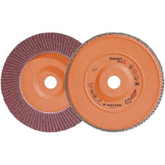 WALTER Surface Technologies - 40 Grit, 7" Disc Diam, 7/8" Center Hole, Zirconia Alumina Flap Disc - 8,600 Max RPM, Plastic Backing, Arbor Attaching System, Coated - Americas Industrial Supply