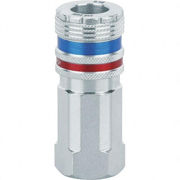 Dynabrade - 1/2 Female NPT Pneumatic Hose Coupler - Steel/Brass, 1/2" Body Diam - Americas Industrial Supply