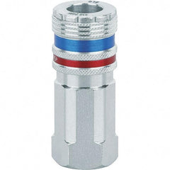 Dynabrade - 1/2 Female NPT Pneumatic Hose Coupler - Steel/Brass, 1/2" Body Diam - Americas Industrial Supply