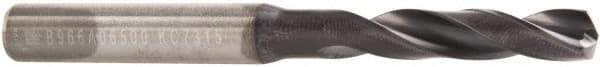 Kennametal - 6.49986mm 140° Spiral Flute Solid Carbide Screw Machine Drill Bit - Multilayer TiAlN Finish, Right Hand Cut, 34mm Flute Length, 79mm OAL, Standard Point, Straight Shank - Americas Industrial Supply