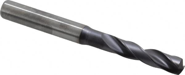 Kennametal - 6.79958mm 140° Spiral Flute Solid Carbide Screw Machine Drill Bit - Multilayer TiAlN Finish, Right Hand Cut, 34mm Flute Length, 79mm OAL, Standard Point, Straight Shank - Americas Industrial Supply